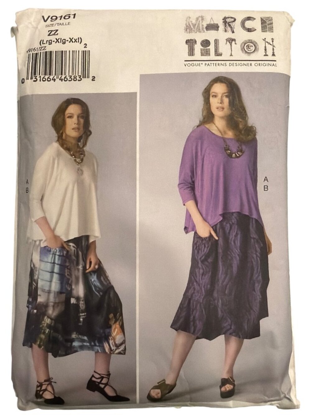 Vogue V9161 Sewing Pattern Misses Easy Loose Top & Skirt Marc Tilton Design Size